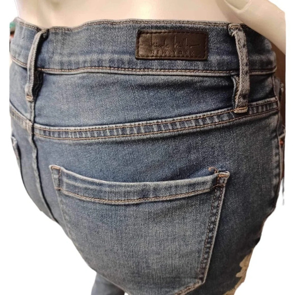 Nicole Miller New York Raw Hem High Rise Embroidered Skinny Ankle Jeans Size 6 - Picture 7 of 12
